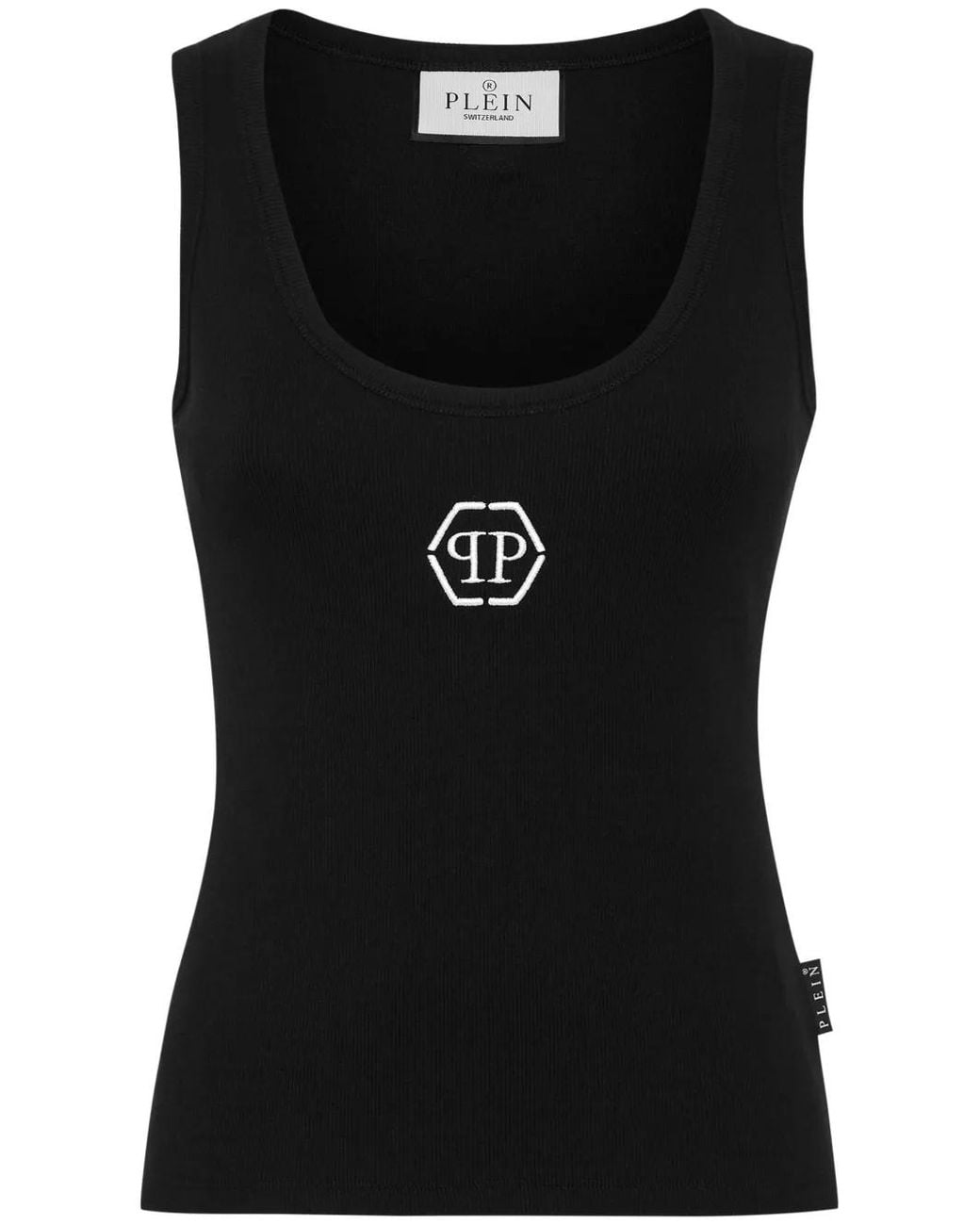 Philipp Plein Black Tank Top Hexagon