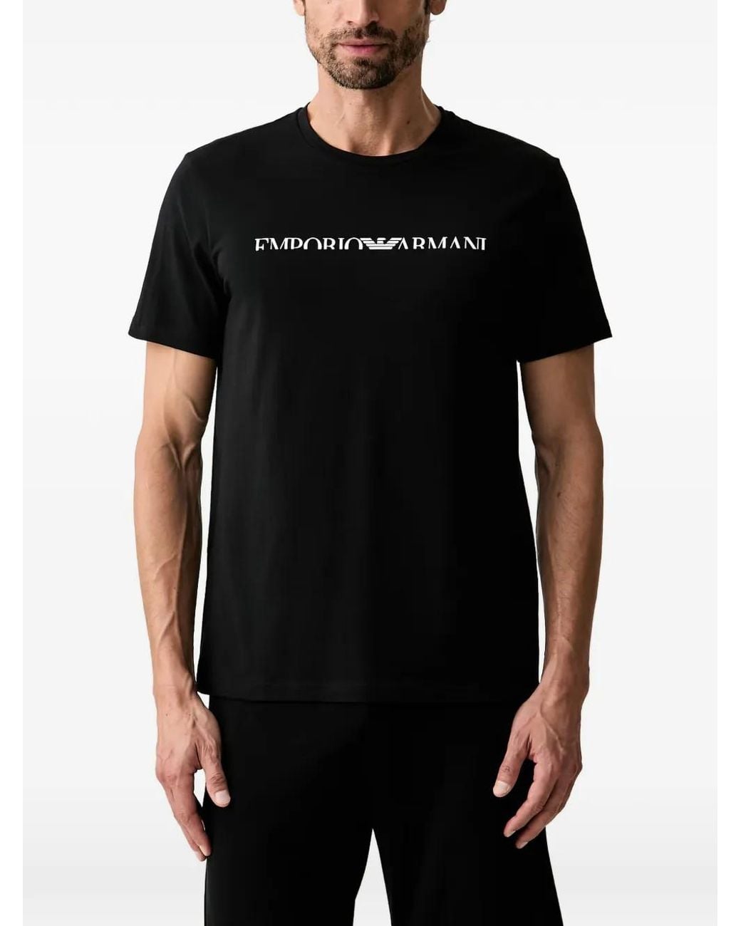 Emporio Armani Black Logo-Print T-Shirt for men