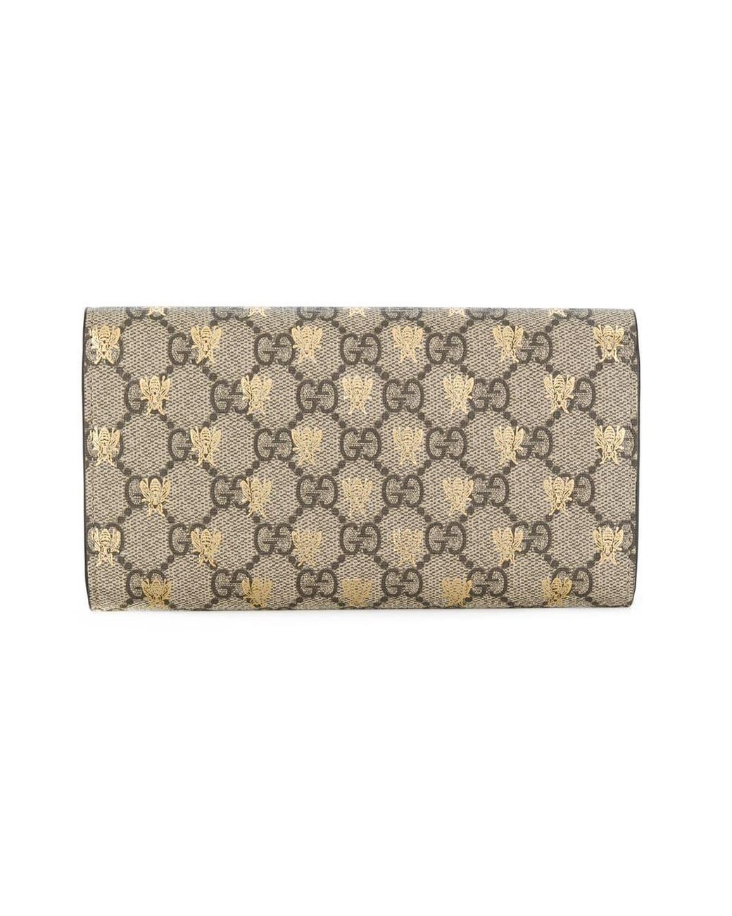 Gucci GG Supreme Bees Wallet in Brown | Lyst