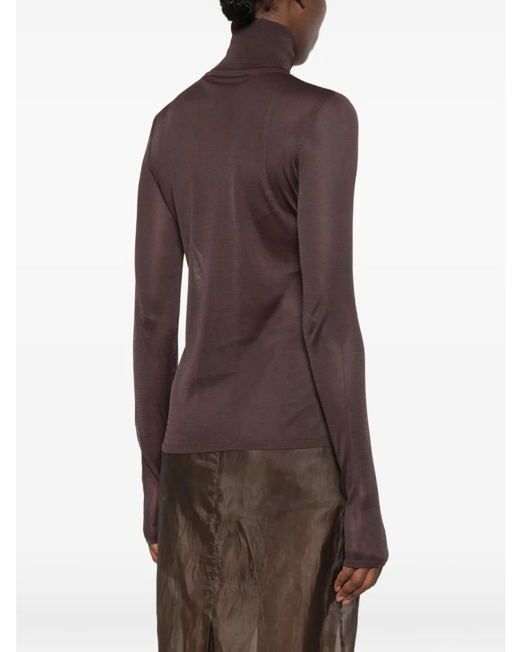 Zimmermann Brown Fine-Knit High-Neck Sweater