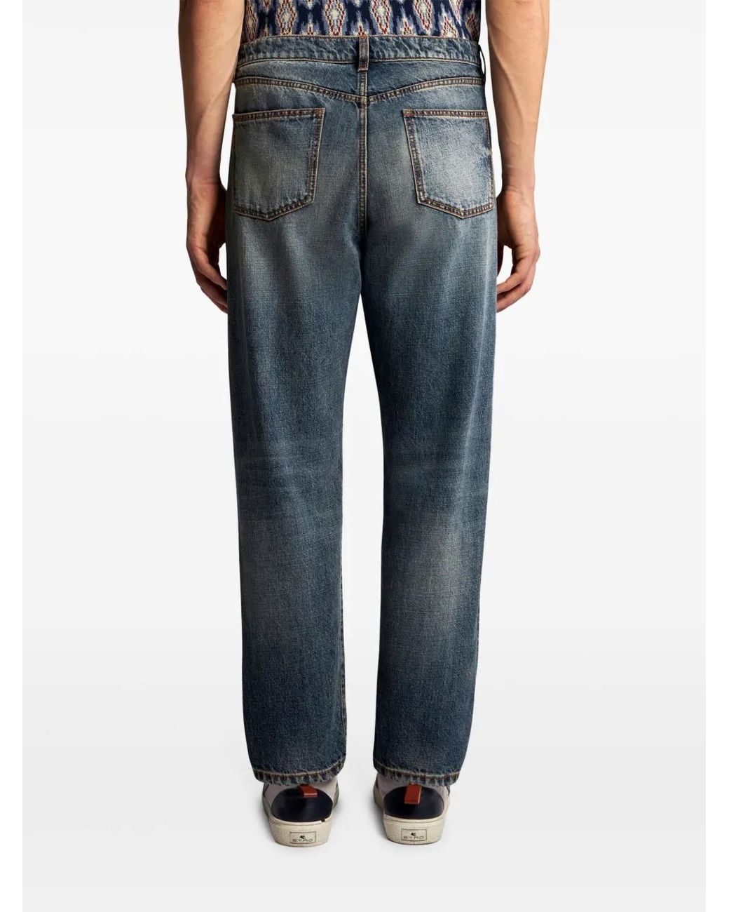 Etro Blue Vintage-Effect Jeans for men