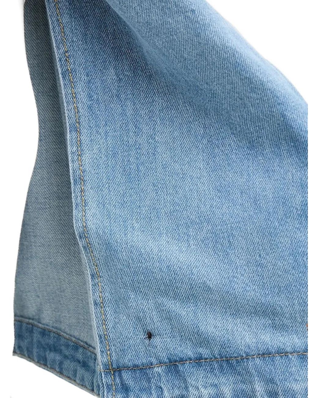 ERMANNO FIRENZE Blue Embroidered Belted Denim Jacket