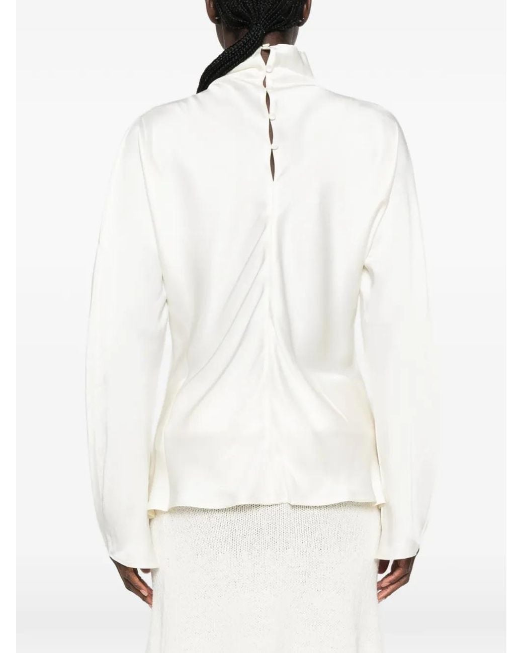 Rohe White High-Neck Button-Back Top