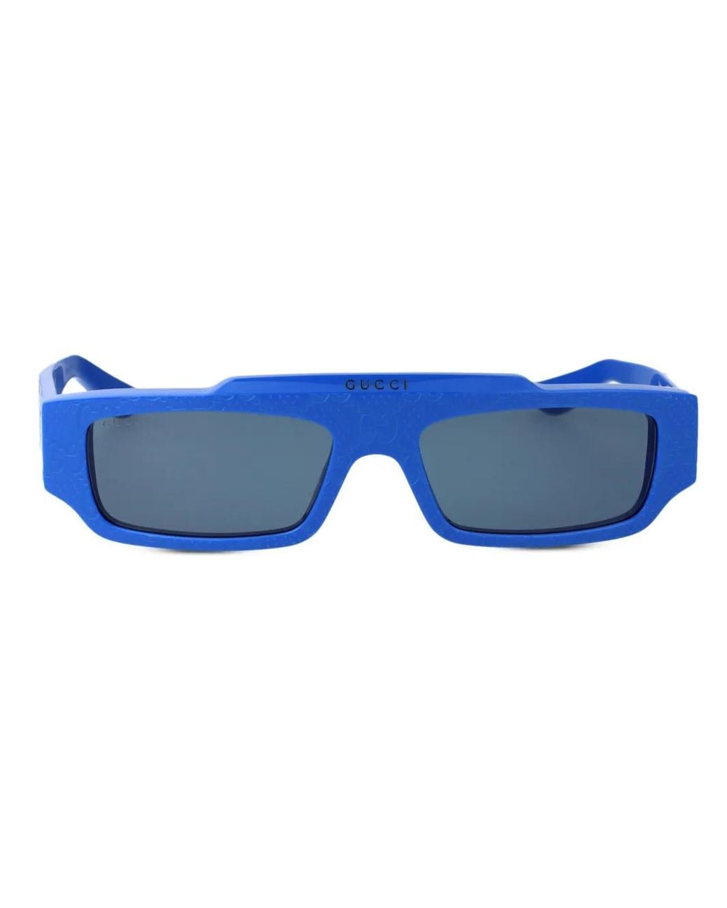 Gucci Blue Gg Supreme Rectangle-Frame Sunglasses for men