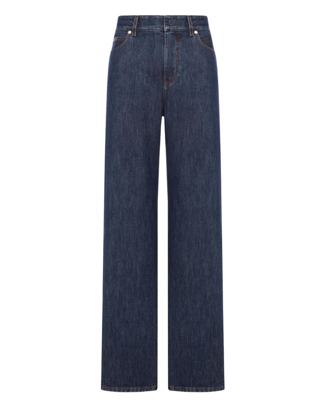 Fendi Blue Wide Leg Jeans With 5 Pockets
