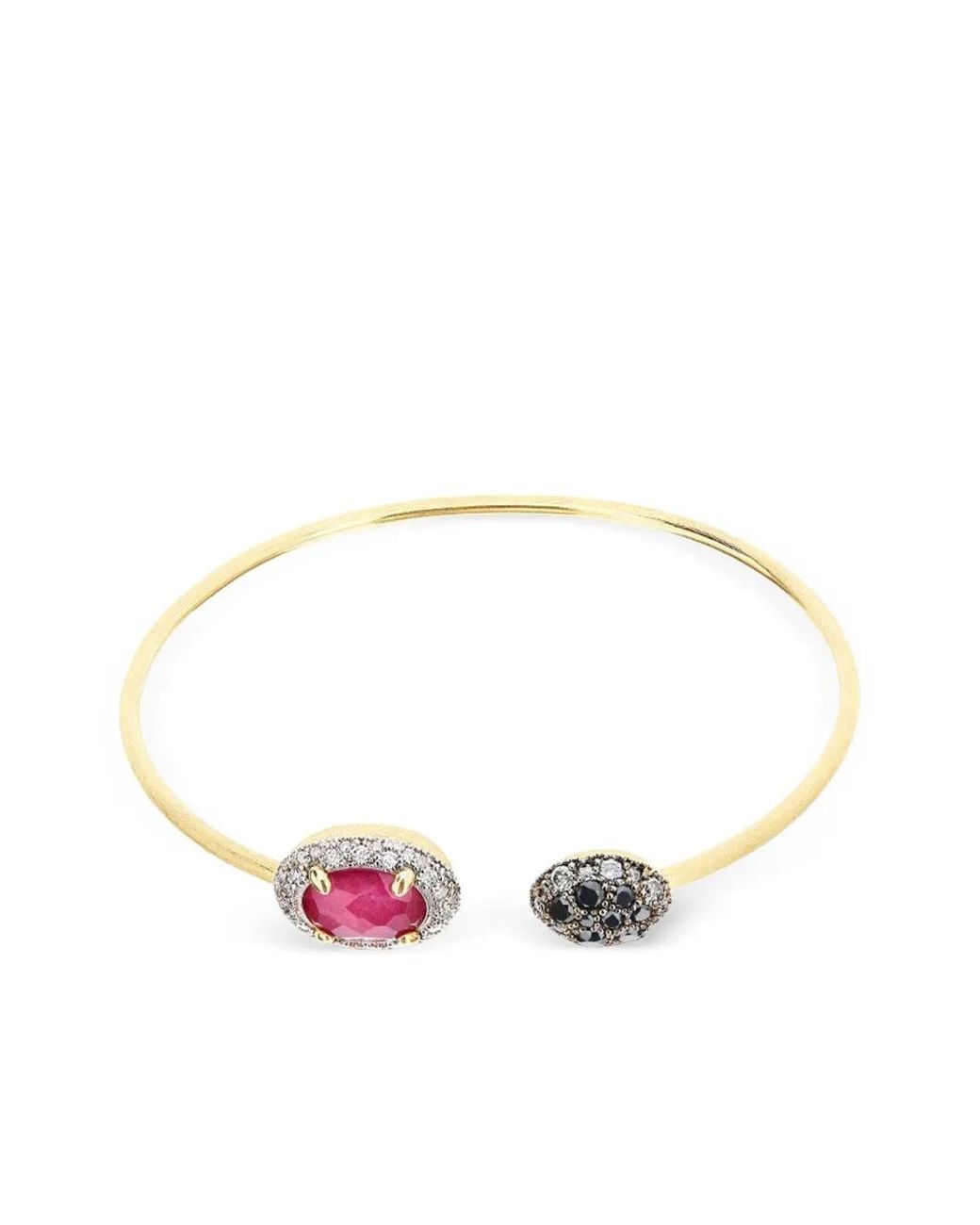 Nanis White Diamond Ruby Bangle Bracelet
