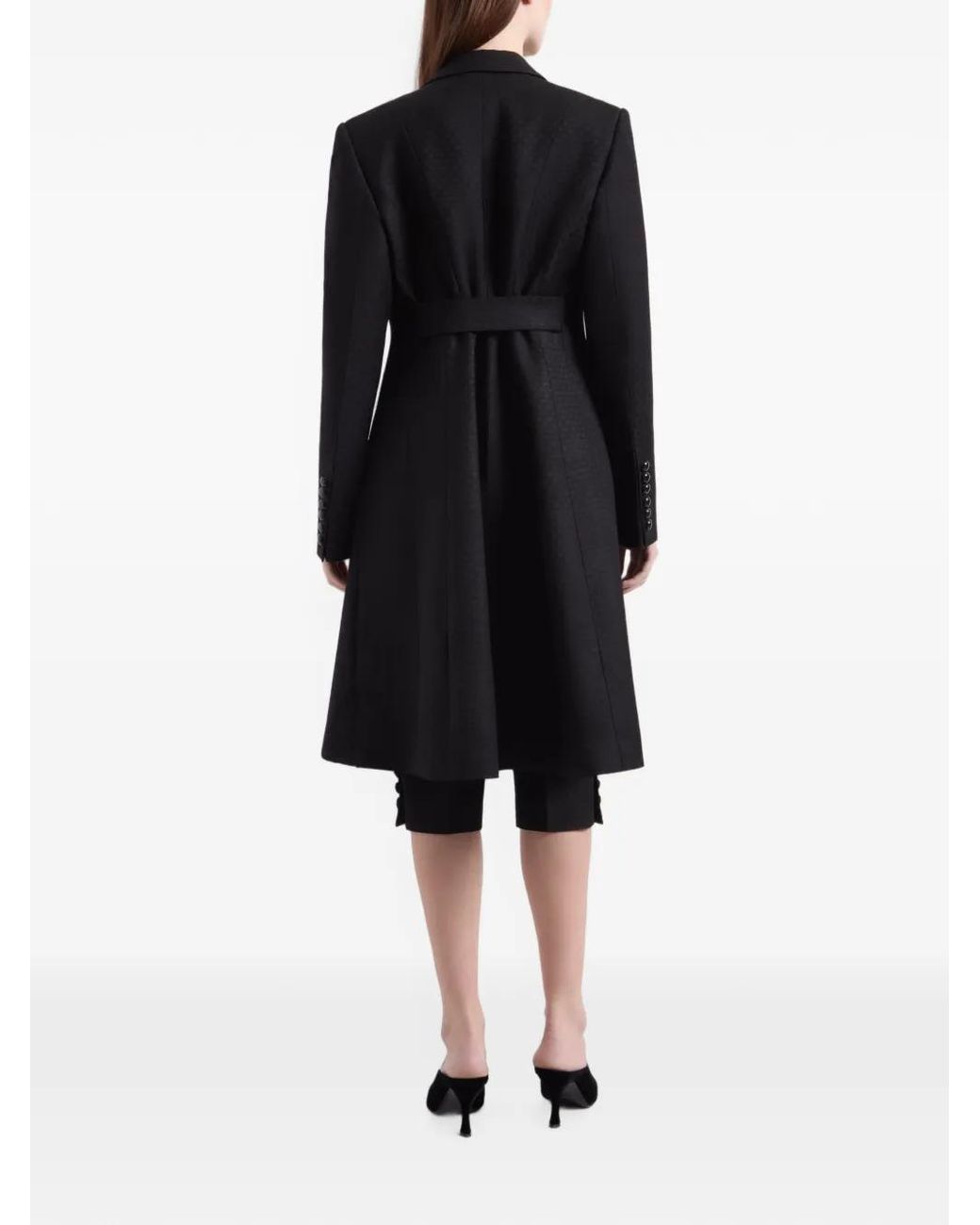 Nina Ricci Black Jacquard Frogging-Detail Coat