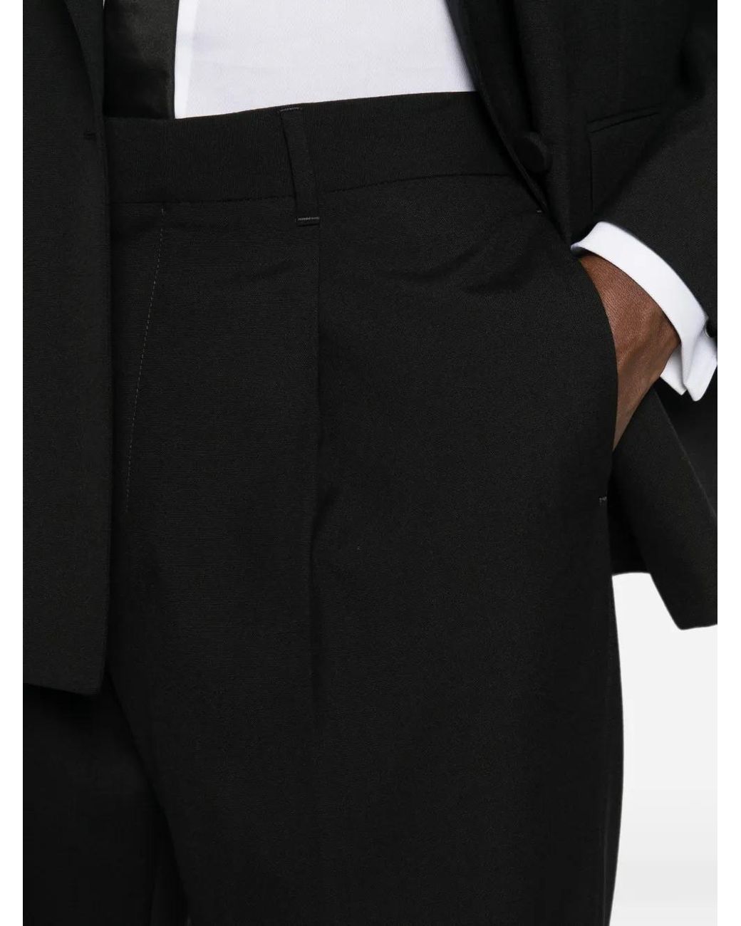 Lardini Black Pleated Wide-Leg Trousers for men