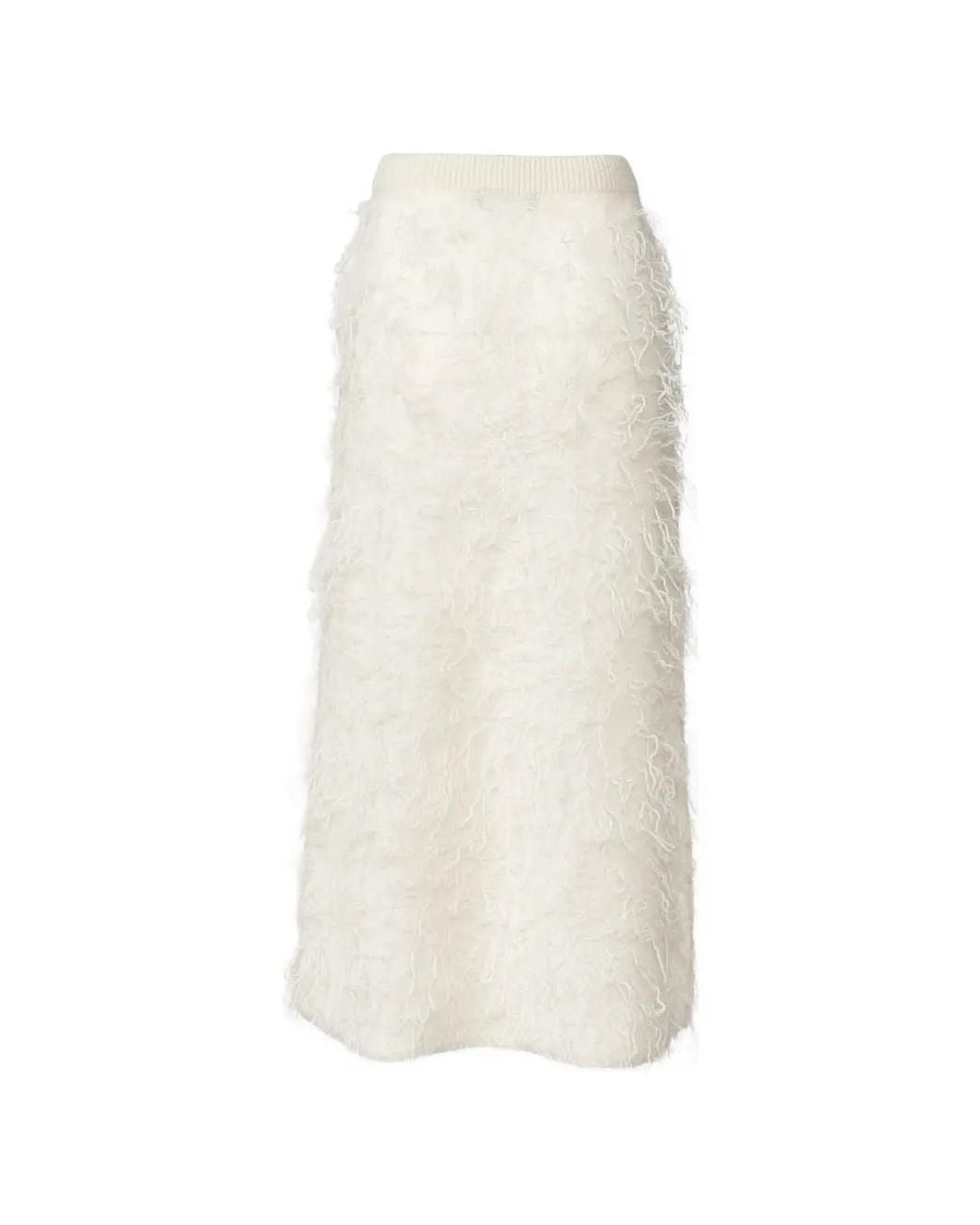 Fabiana Filippi White Brushed-Finish Gauze Midi Skirt