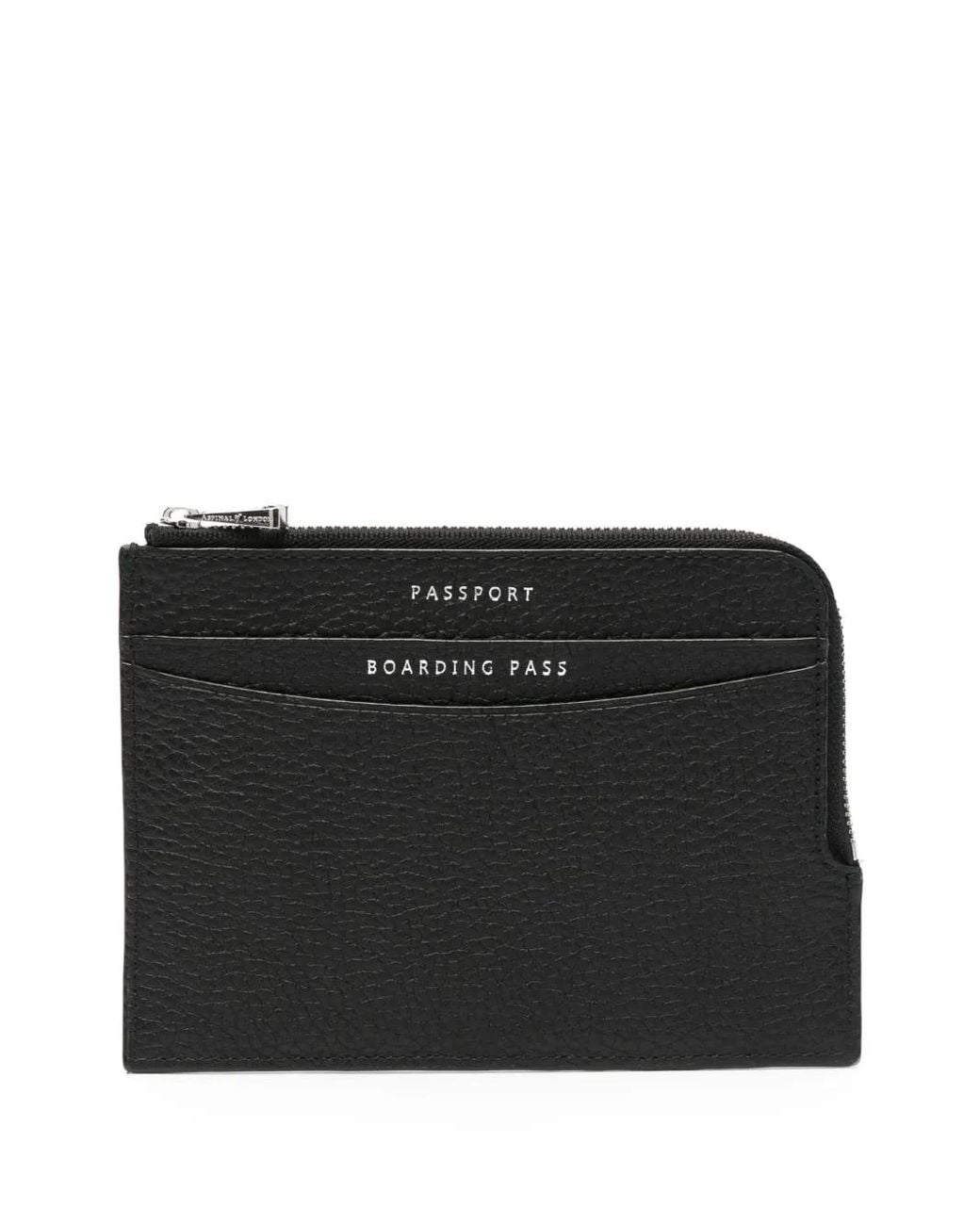 Aspinal Black Zipped Travel Wallet for men