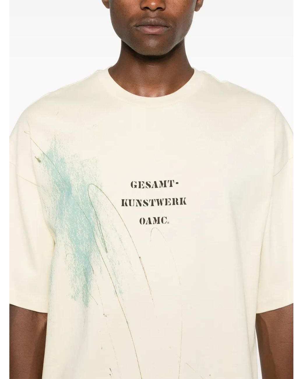 OAMC Natural Scribble Organic Cotton T-Shirt for men