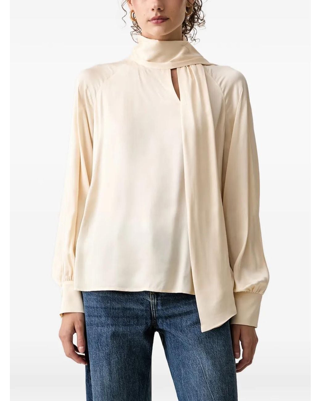 Liu Jo Natural Satin Blouse With Bow