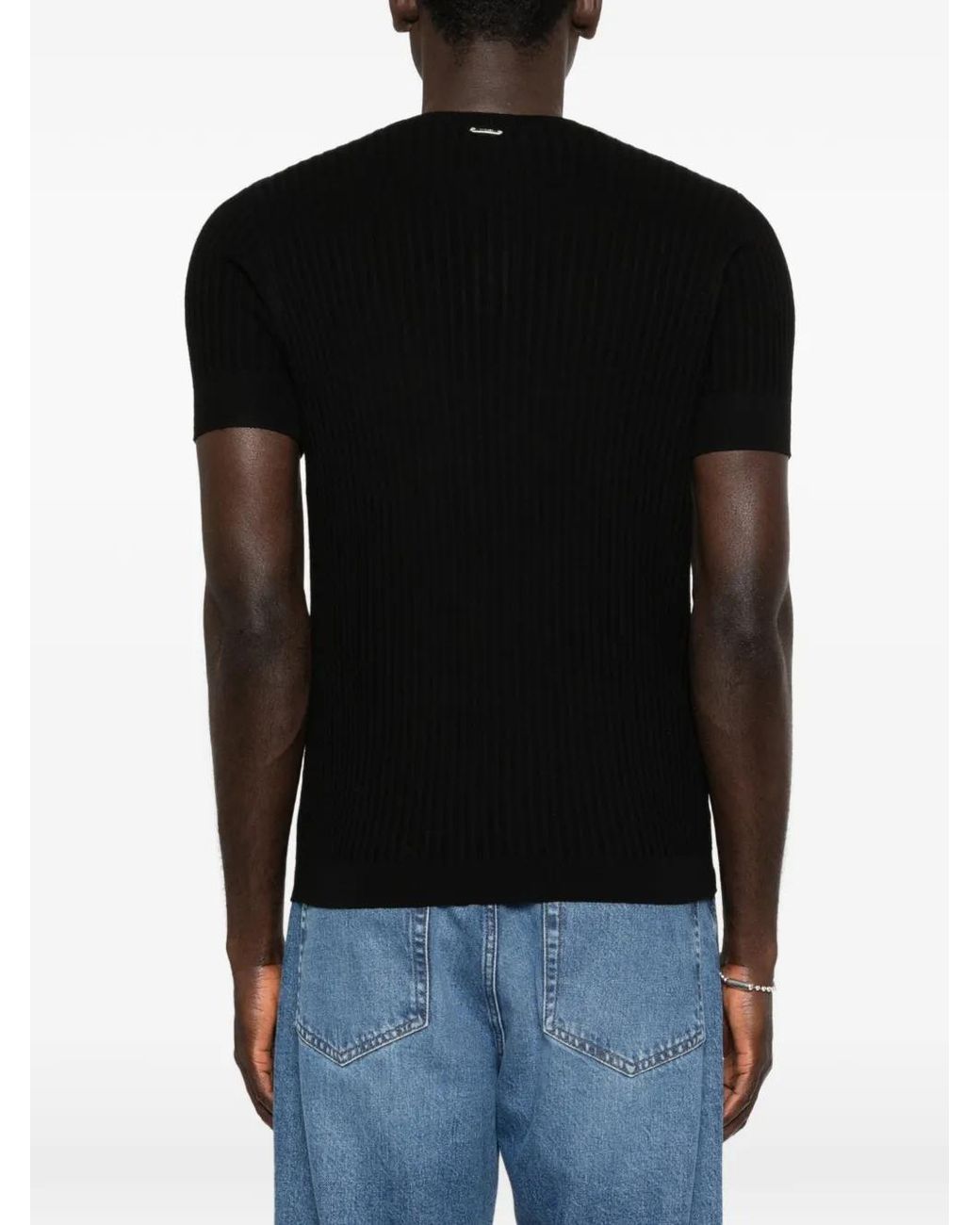 Antony Morato Black Manila Ribbed T-Shirt for men