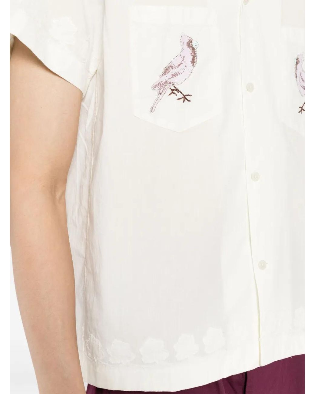 Bode White Embroidered Short-Sleeve Shirt for men
