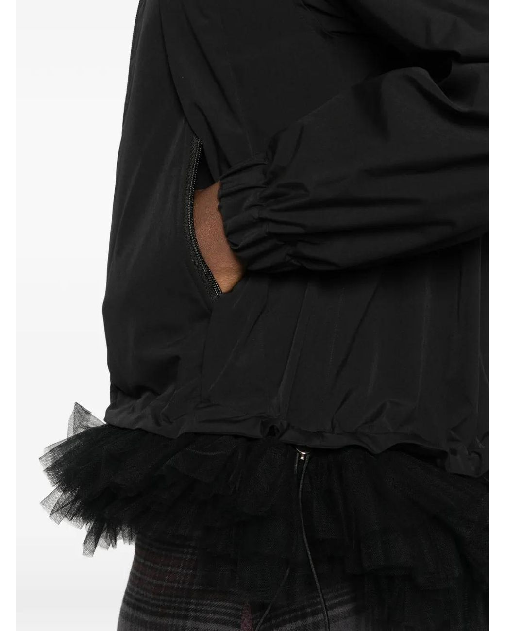 Noir Kei Ninomiya Black Tulle-Trim Hooded Jacket