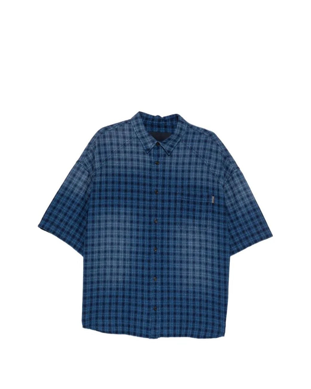Juun.J Blue Chemise À Carreaux for men