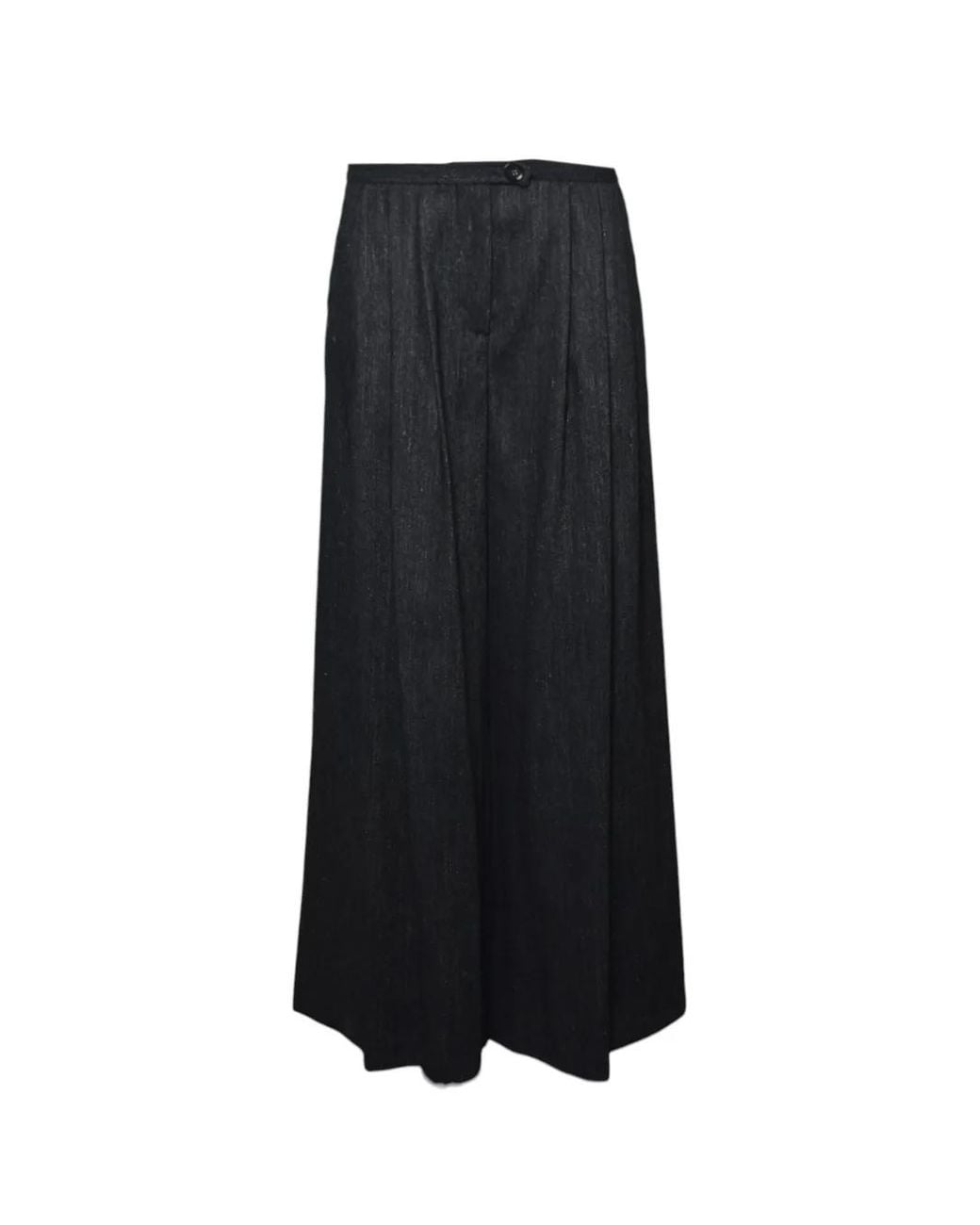 SOLOTRE Black Herringbone-Pattern Pleated Palazzo Pants