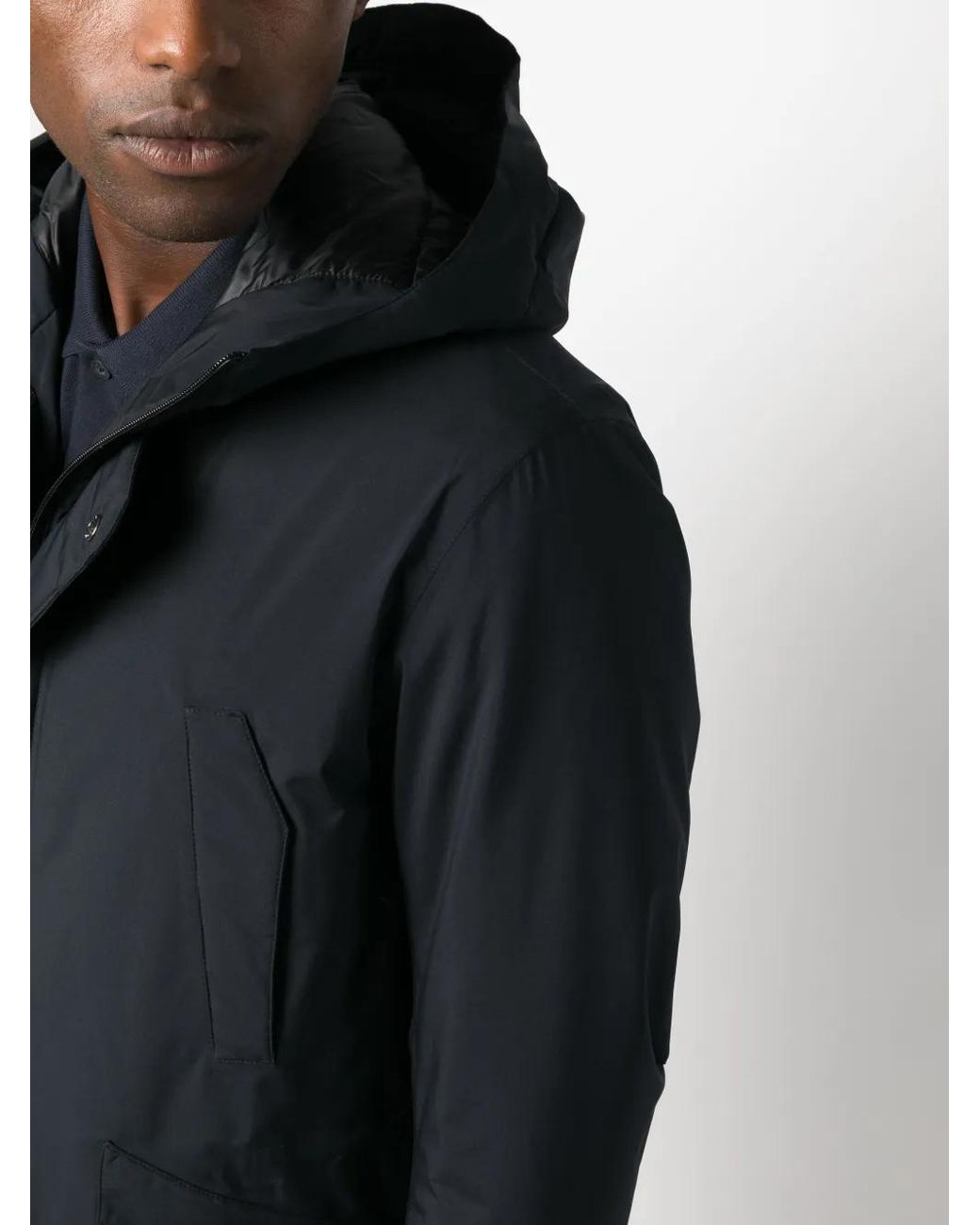 Herno Blue Flap-Pockets Hooded Jacket for men