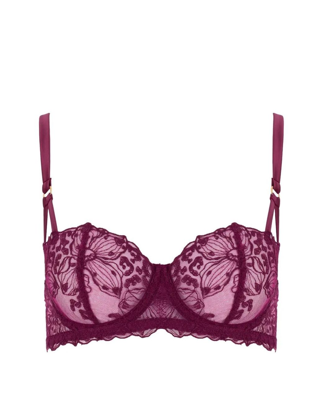 Fleur Of England Purple Floral-Lace Balcony Bra