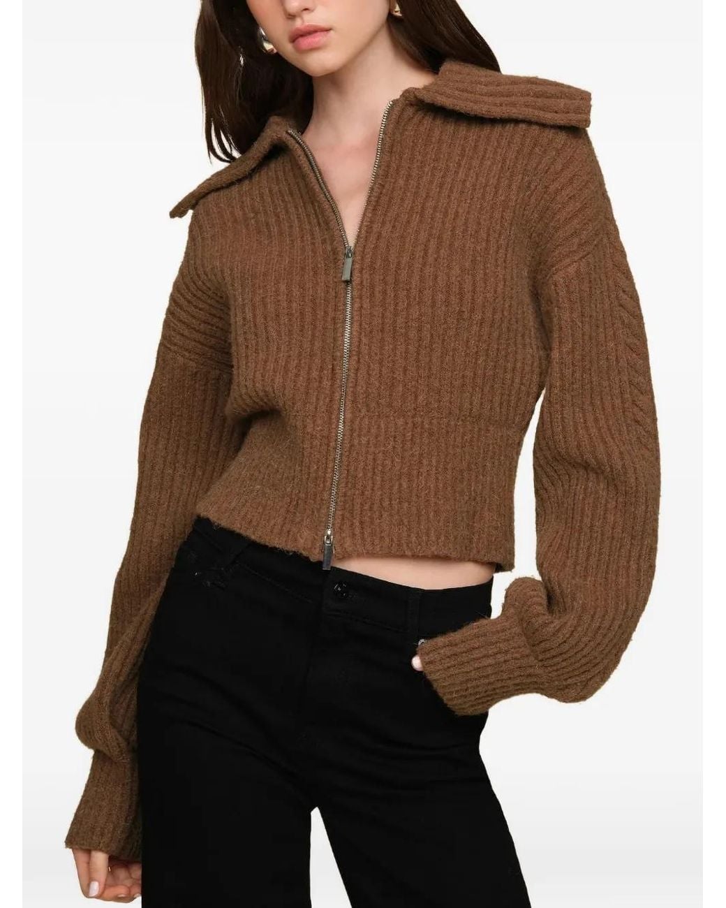 AMUR Brown Emery Cable-Knit Sweater