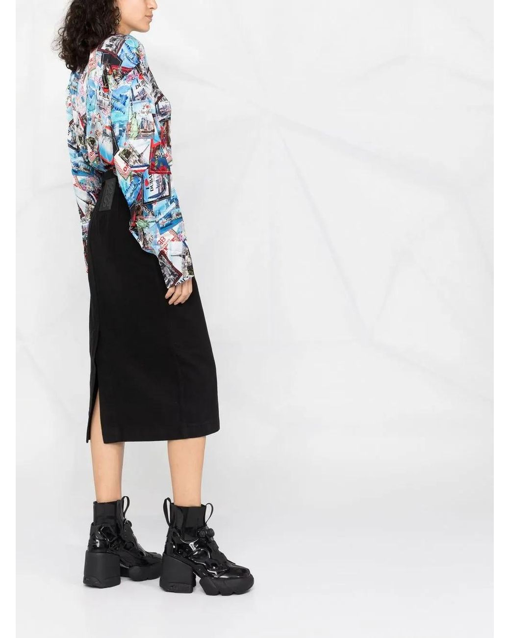 Raf Simons Button-Down Mini-Rok in het Black