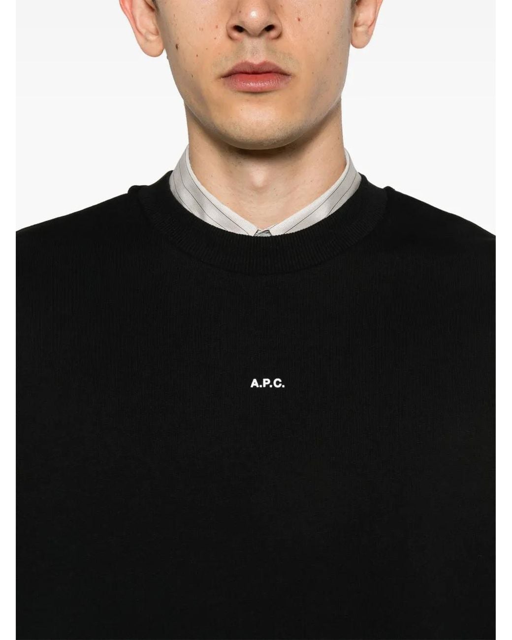 A.P.C. Black Logo-Print Cotton Sweatshirt for men