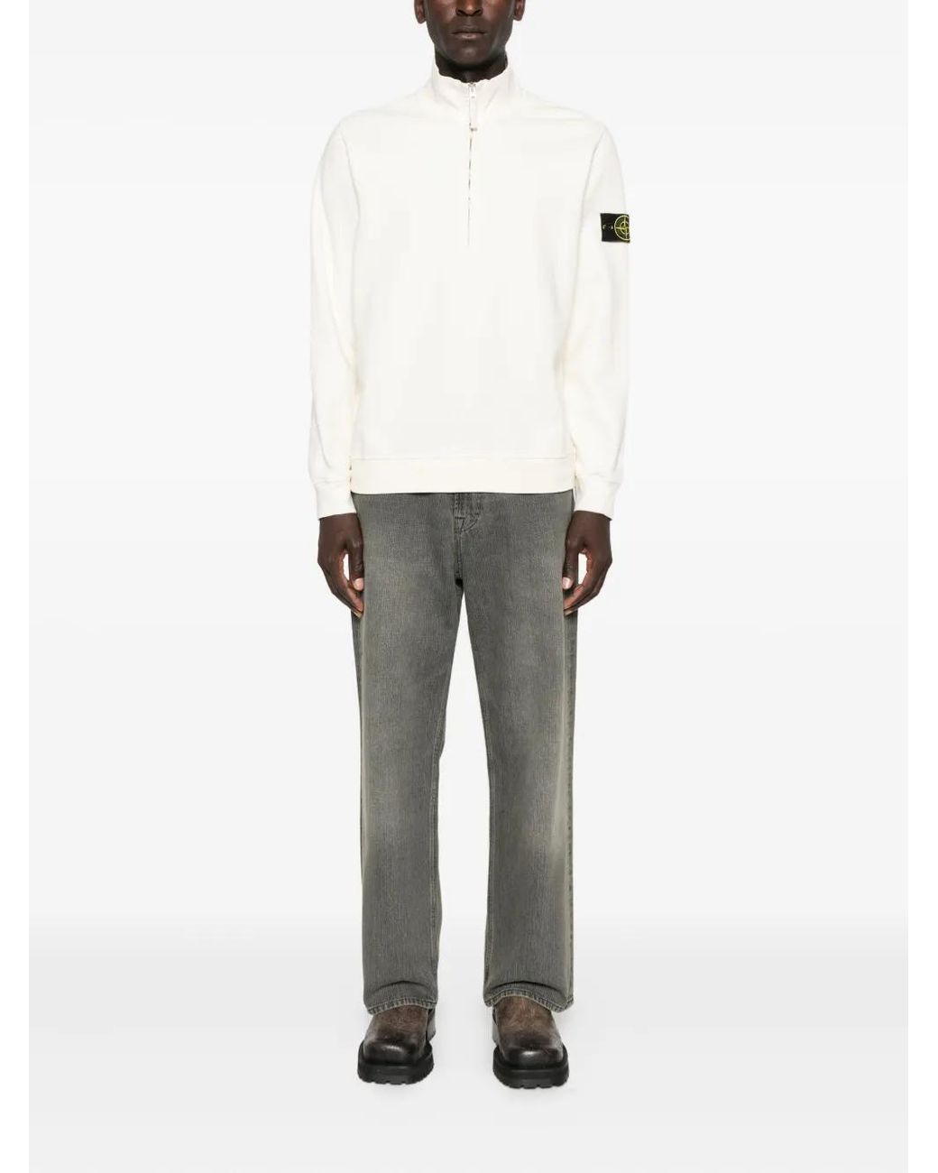 Stone Island White Logo-Patch Sweatshirt for men