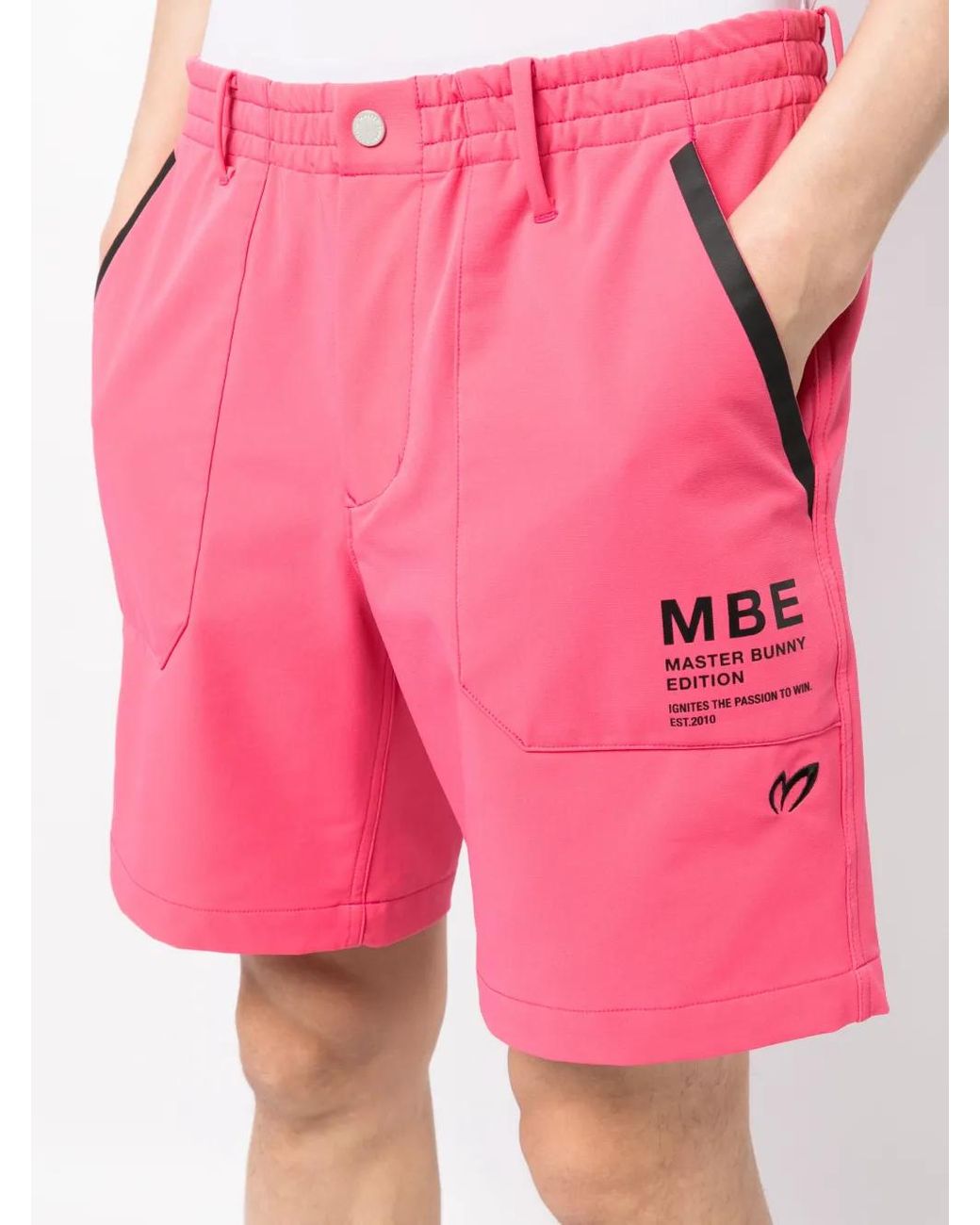 MASTER BUNNY EDITION Pink Logo-Patch Elasticated-Waist Shorts for men