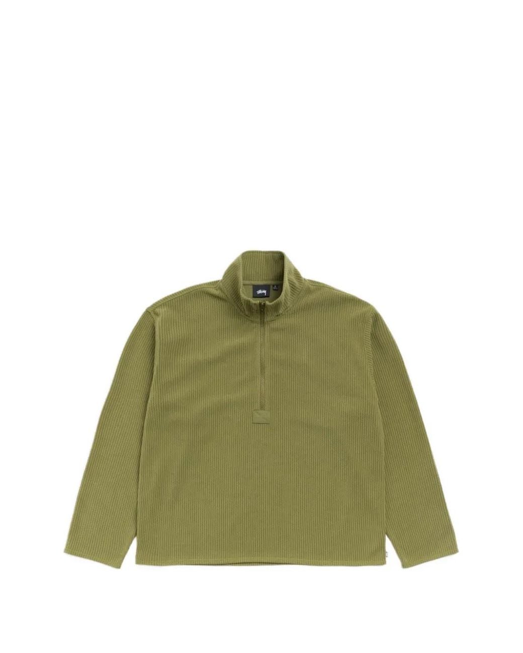 Stussy Green Textured Quarter-Zip Sweatshirt