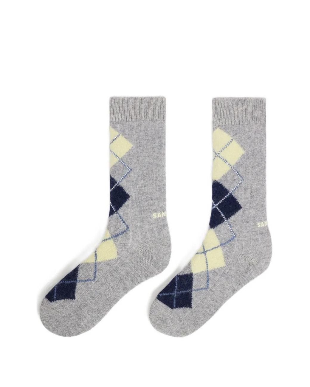 Sandro White Rhinestone Argyle Socks