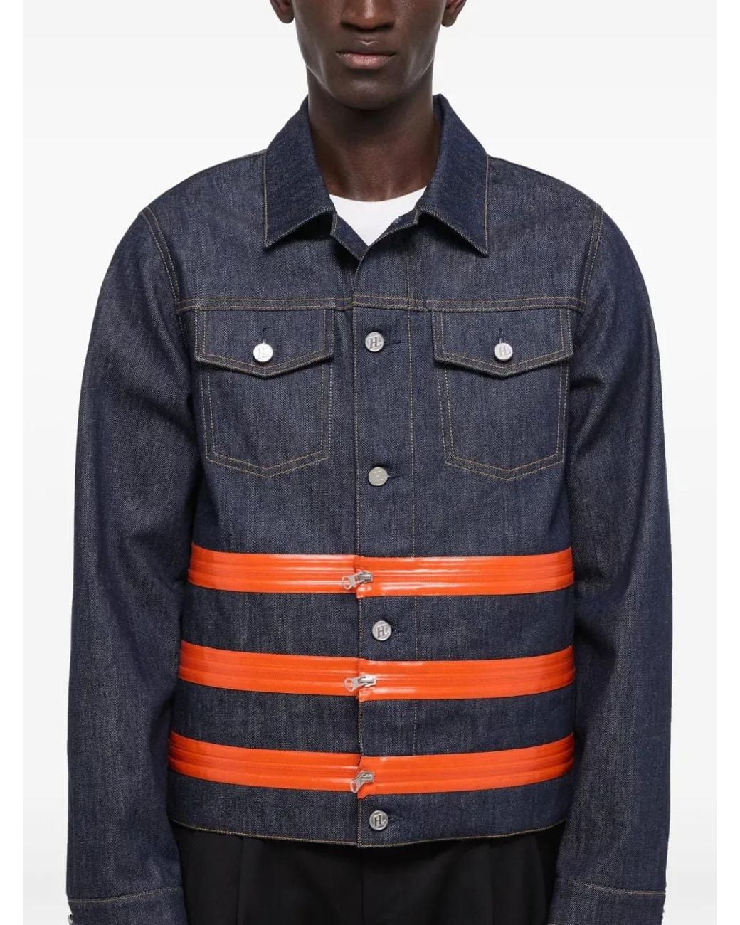 Helmut Lang Blue 3 Zip Trucker.Bklyn for men