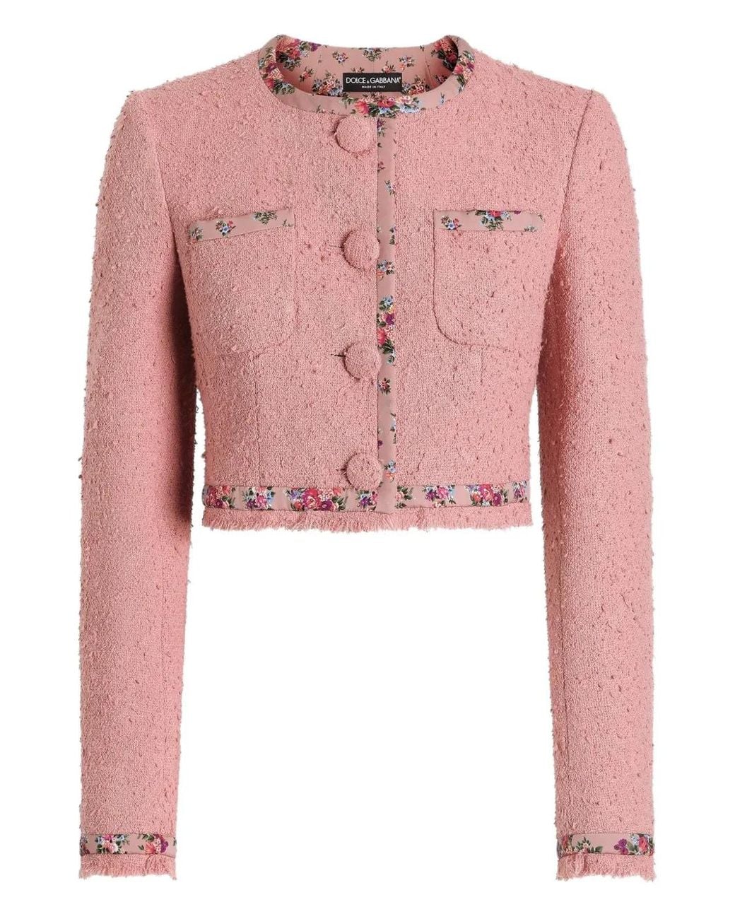 Dolce & Gabbana Pink Floral-Trim Jacket