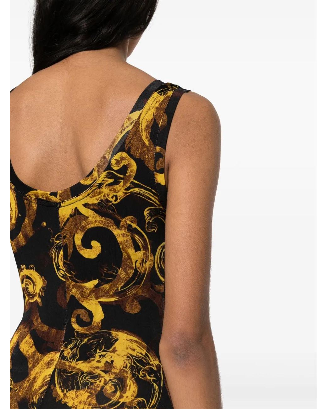 Versace Jeans Couture Black Watercolour Couture Midi Dress