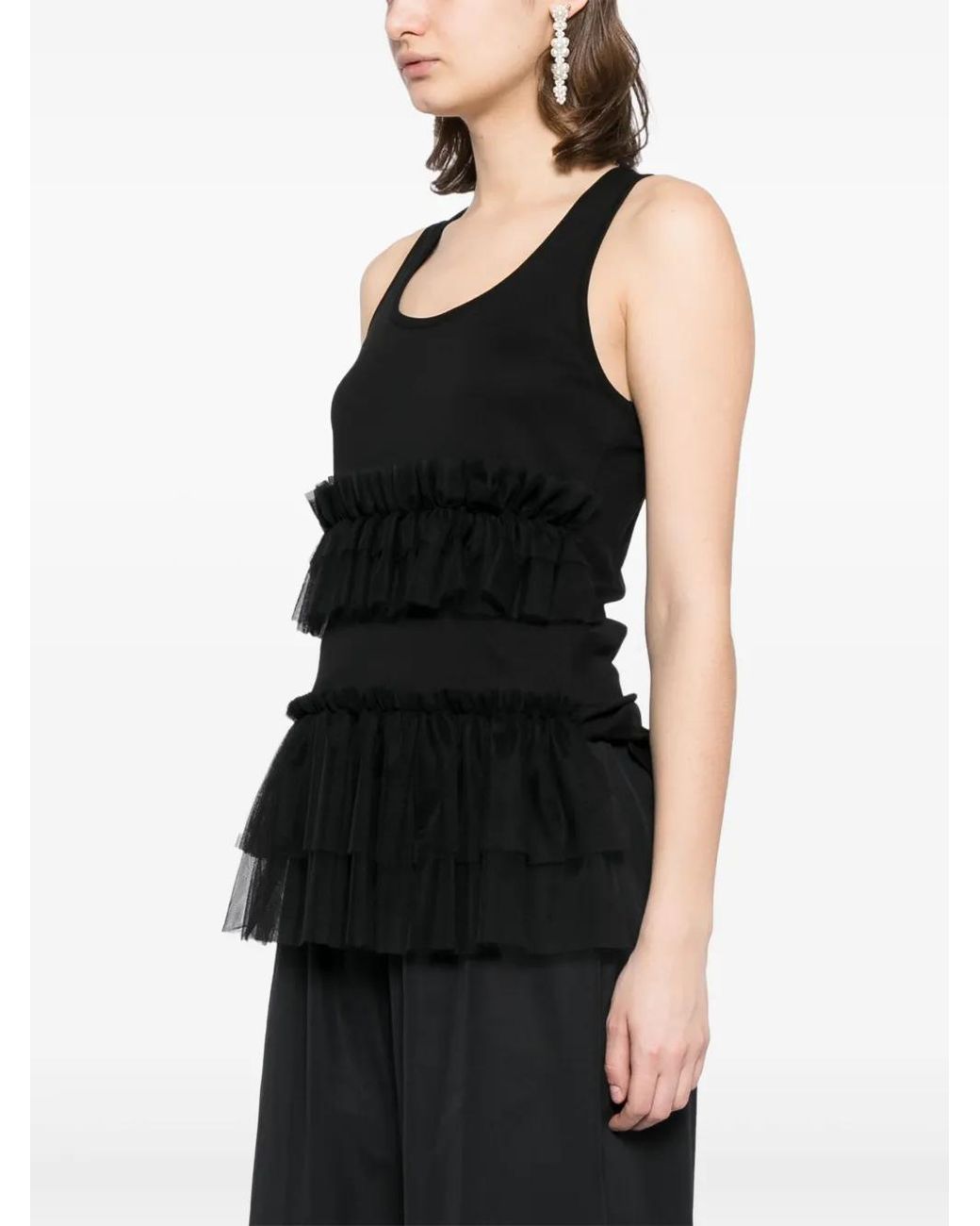 Simone Rocha Black Tutu-Hem Tank Top