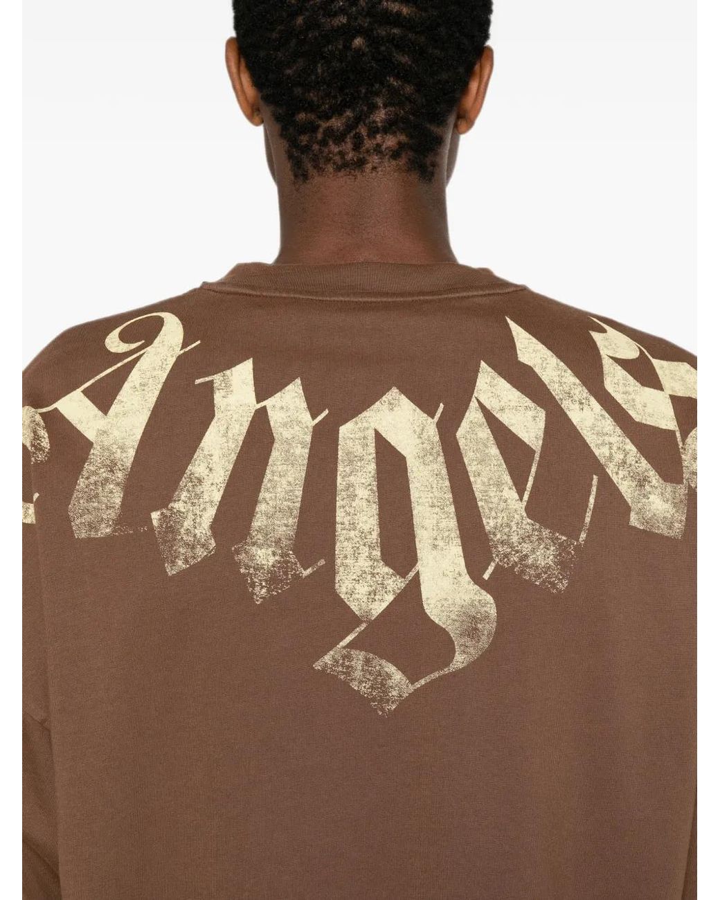 Palm Angels Brown Logo-Print T-Shirt for men
