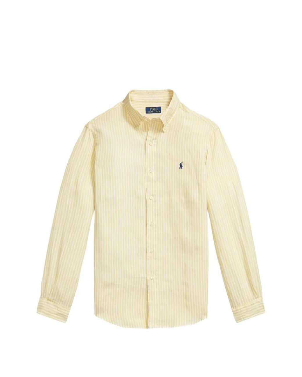 Polo Ralph Lauren White Striped Linen Shirt for men