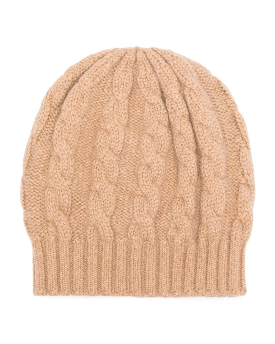 Blanca Vita Natural Cable-Knit Beanie Hat