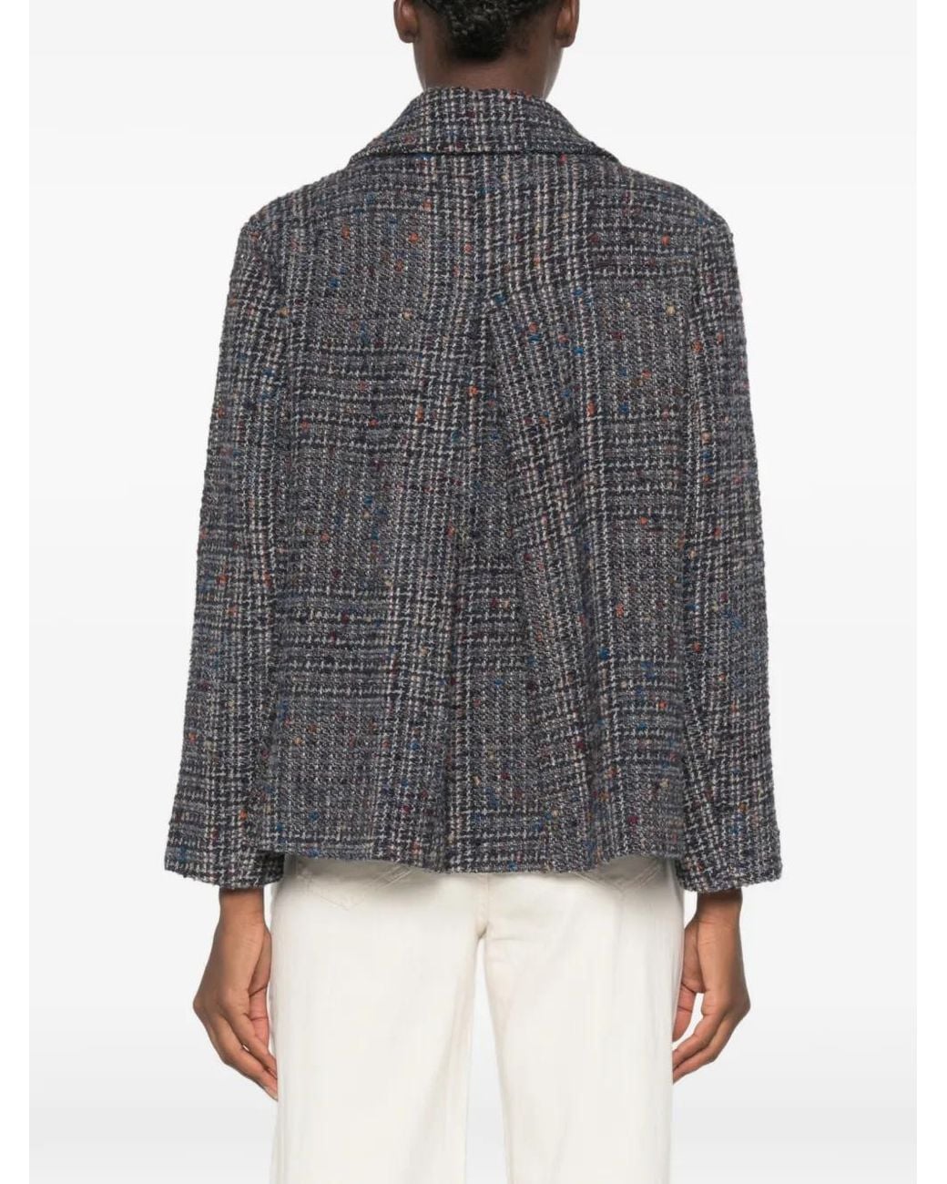 Niu Blue Manteau Croisé À Carreaux