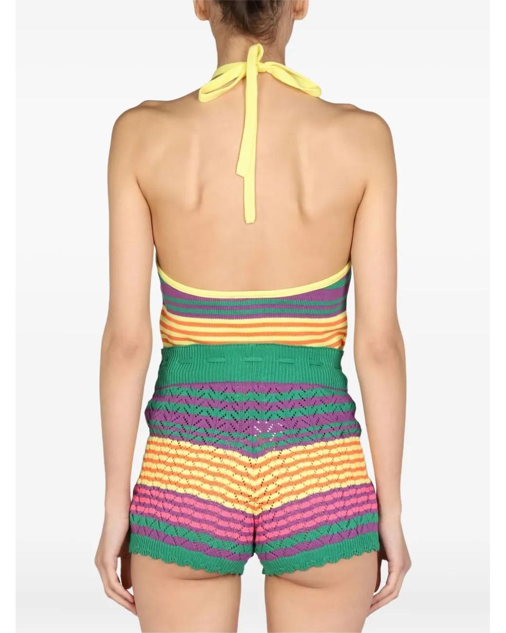 Gallo Yellow Striped Halter-Neck Top
