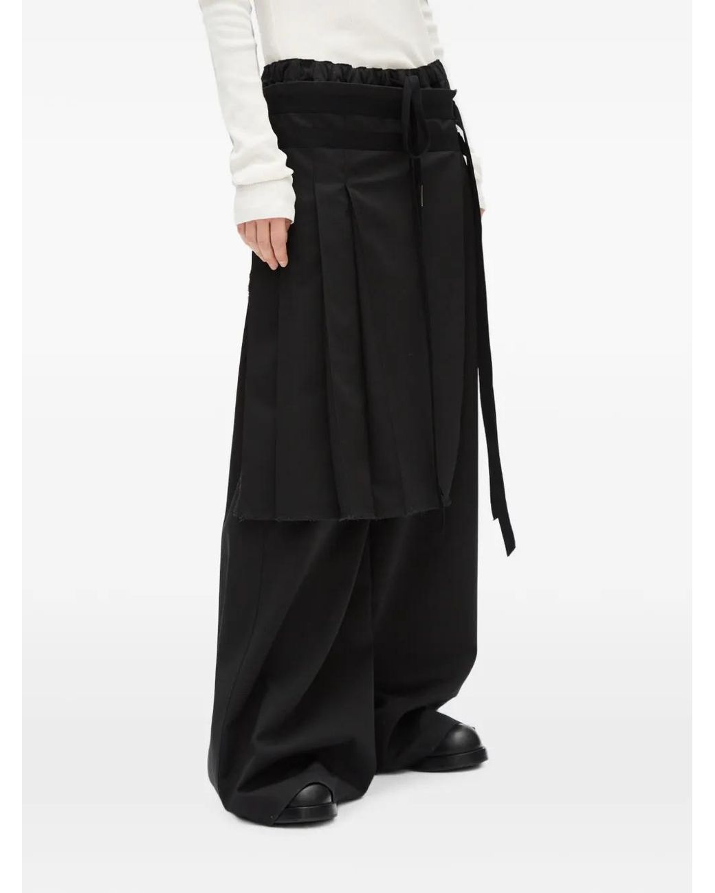 Ann Demeulemeester Black Layered Wide-Leg Trousers