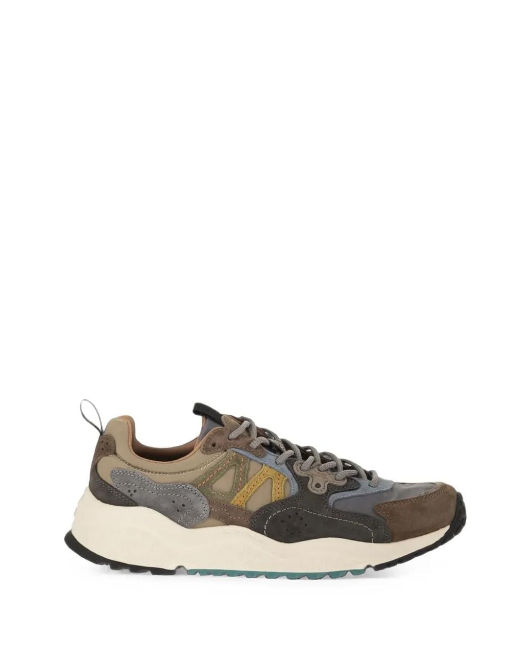 Flower Mountain White Solin Suede Panelled Sneakers for men