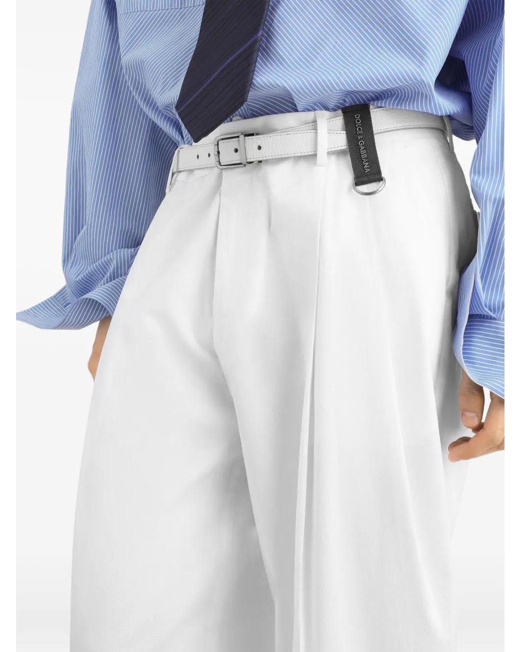 Dolce & Gabbana White Cotton Gabardine Trousers for men