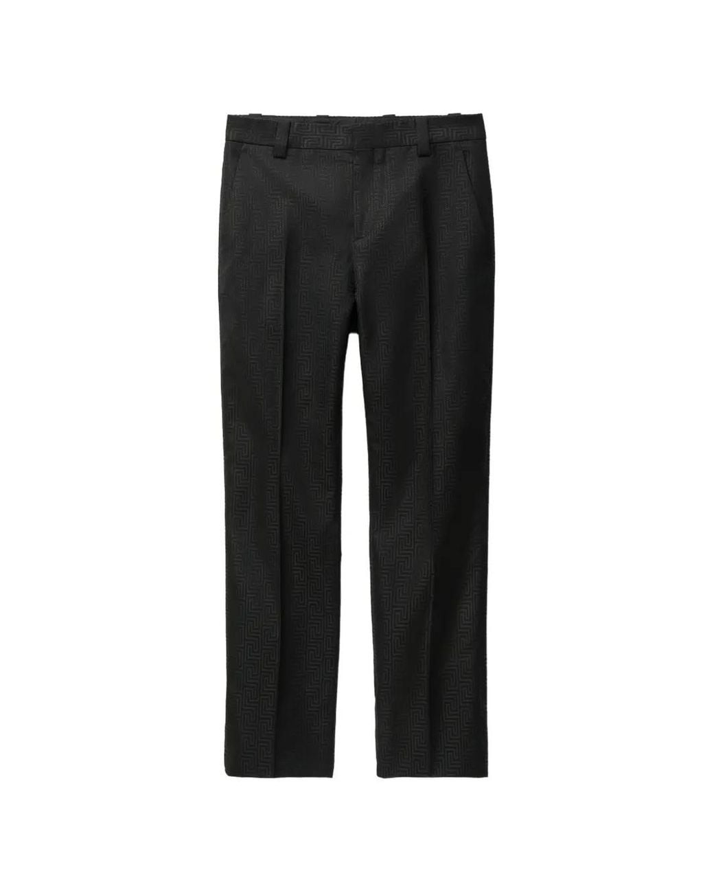 Versace Black Greca Jacquard Trousers for men
