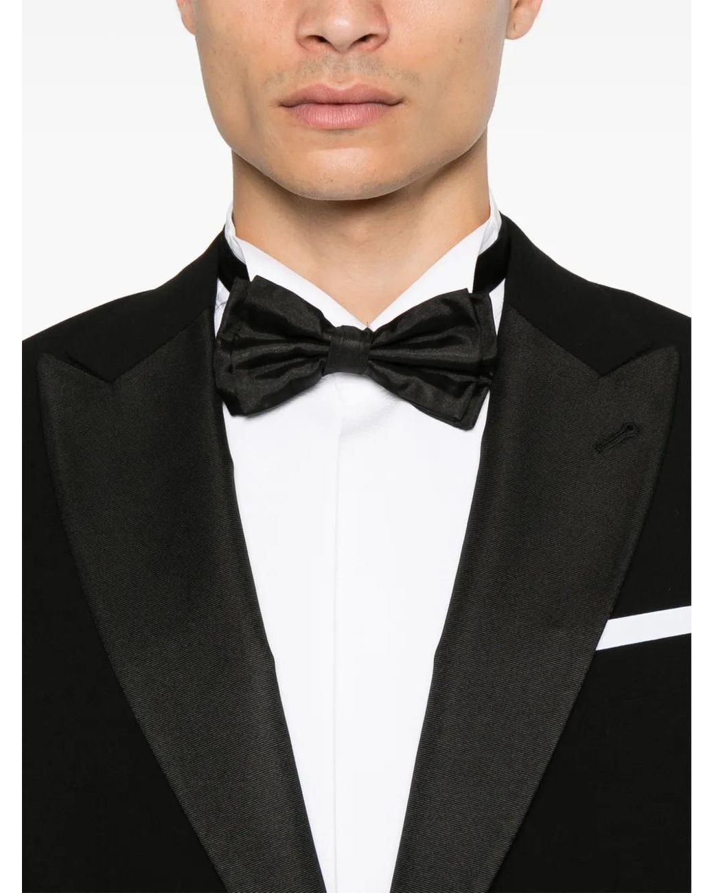 Giorgio Armani Black Single-Button Satin Peak Lapel Tuxedo for men