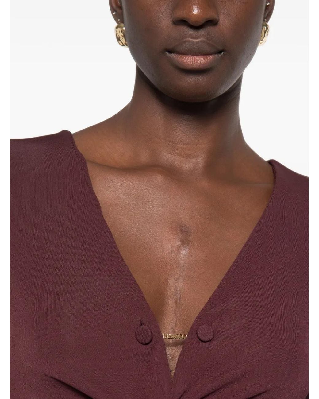 Imperial Purple Twist-Detail V-Neck Bodie