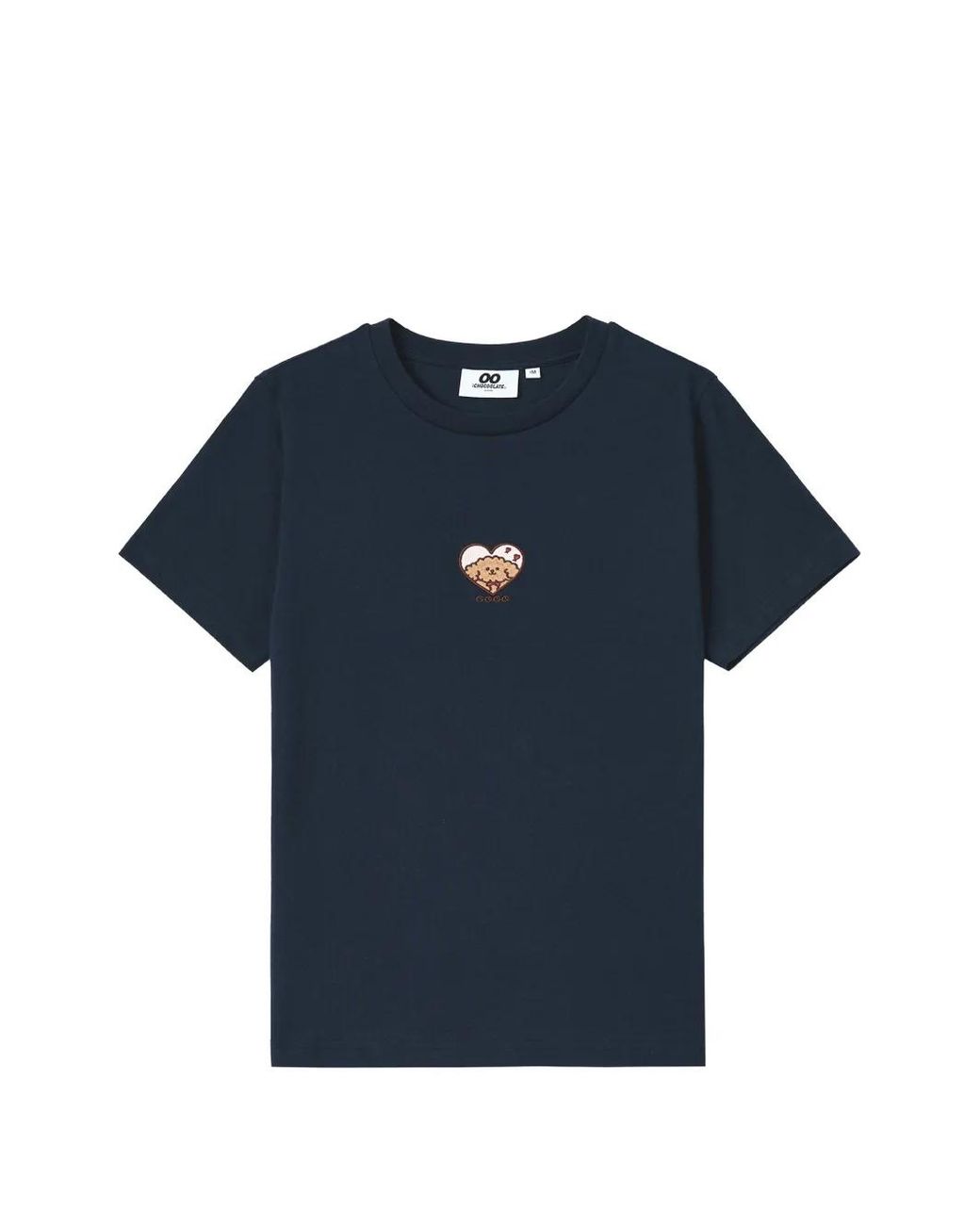 Chocoolate Blue Heart-Motif Embroidered T-Shirt