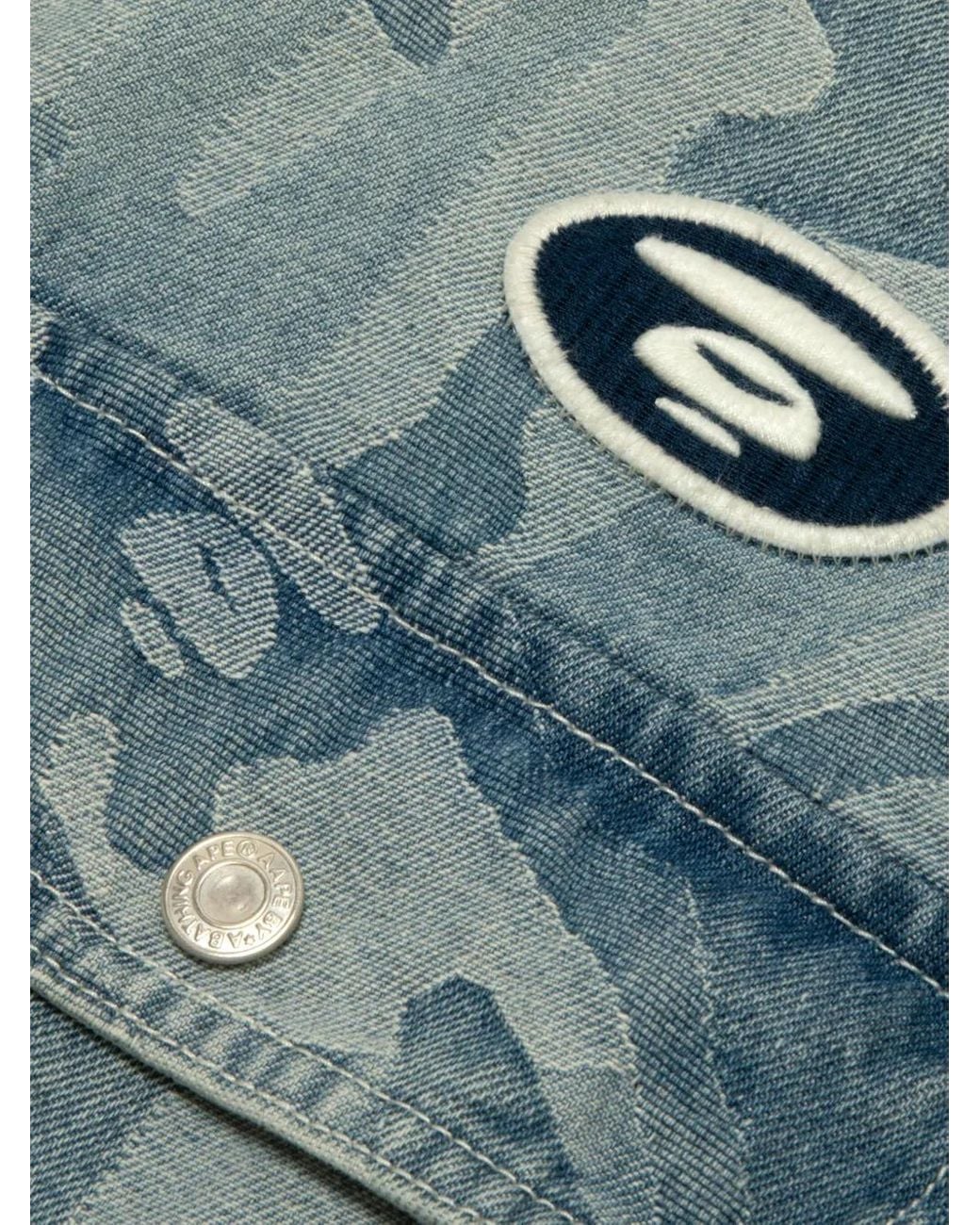 Aape By A Bathing Ape Blue Moonface Camouflage Patch Shirt for men