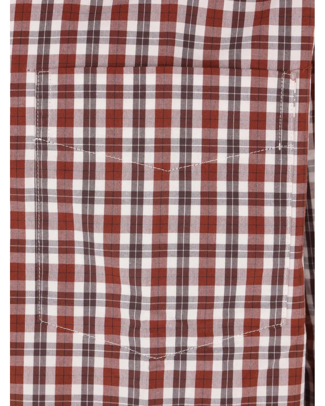 Aspesi Red Check-Print Button-Down Shirt for men