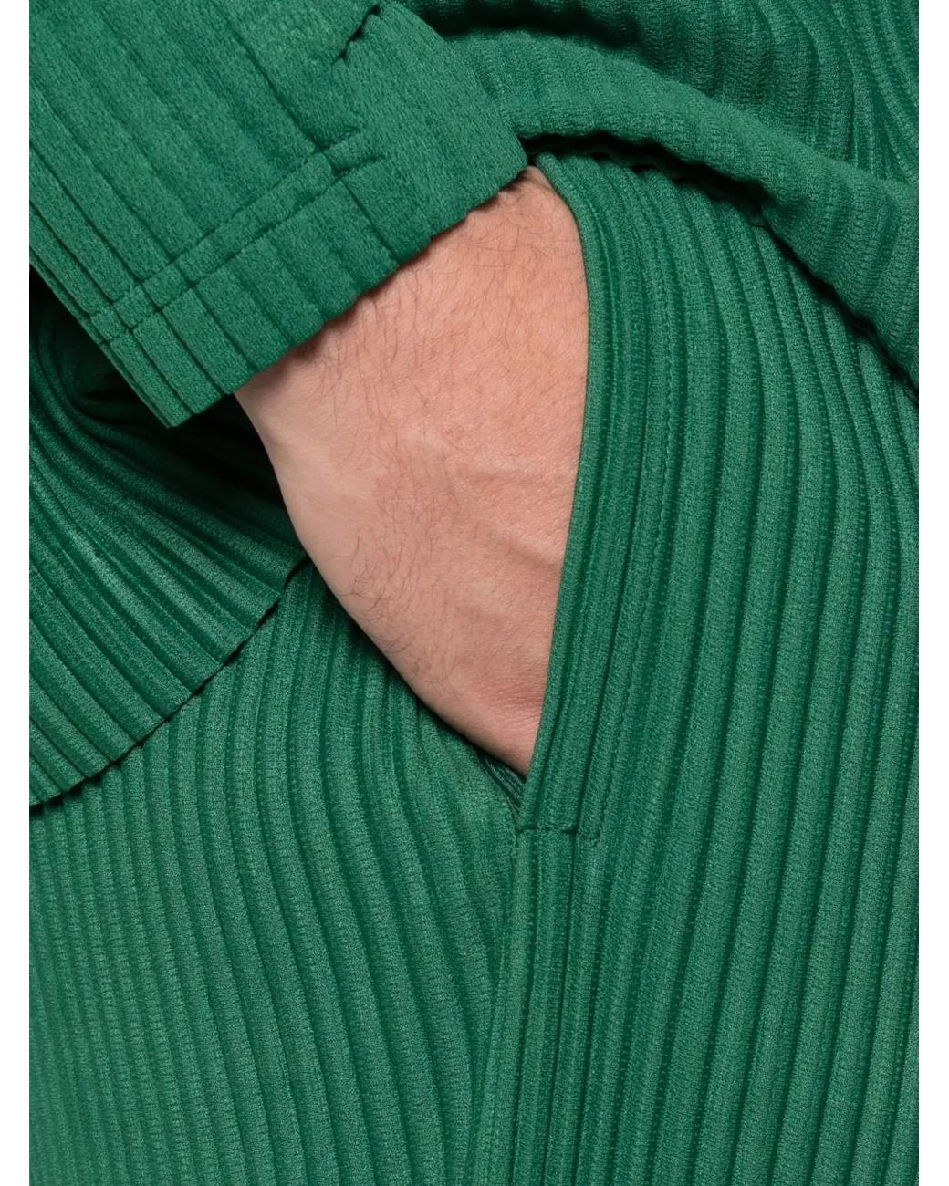Homme Plissé Issey Miyake Green Pleated Straight-Leg Trousers for men