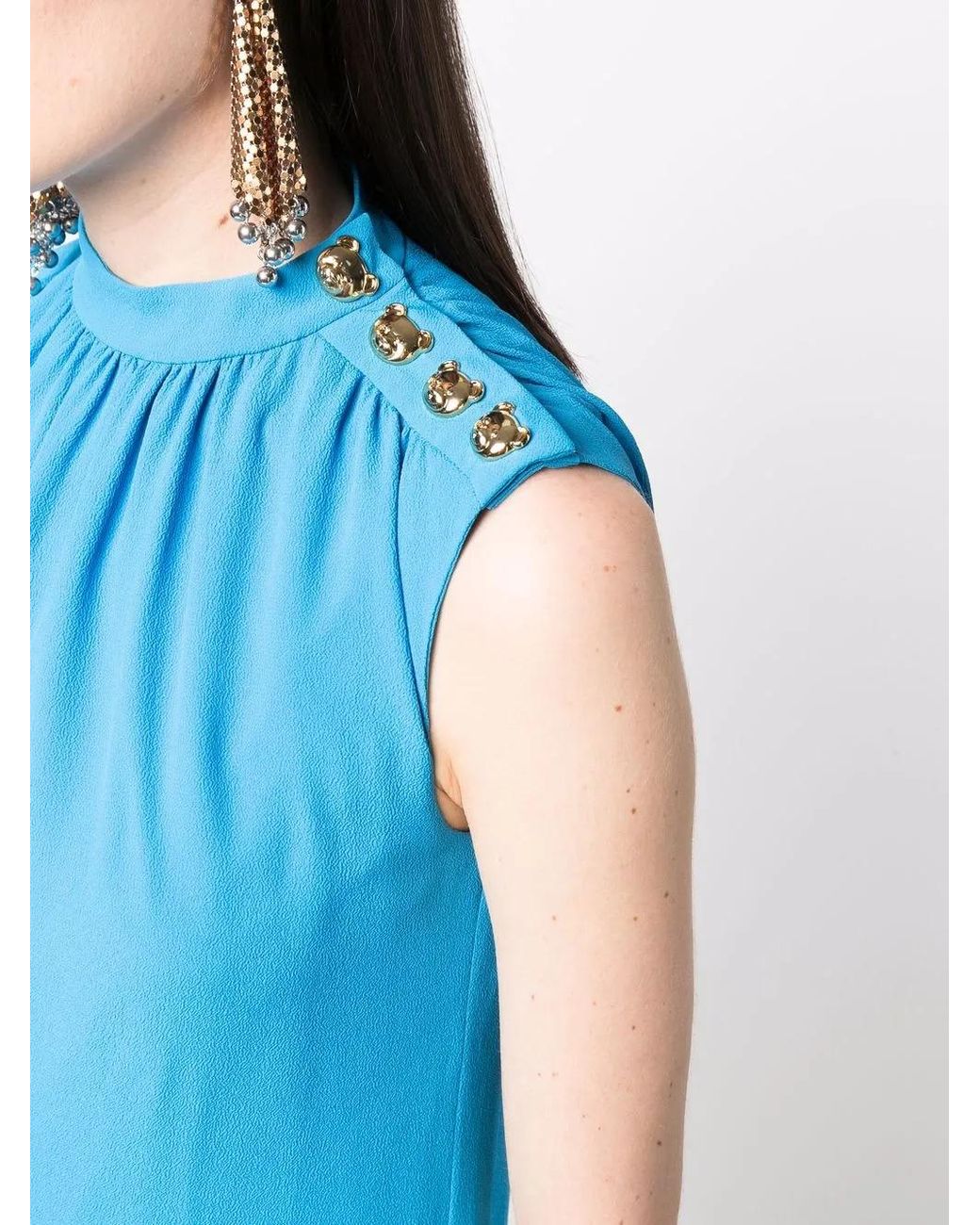 Moschino Blue Ruched Shift Dress